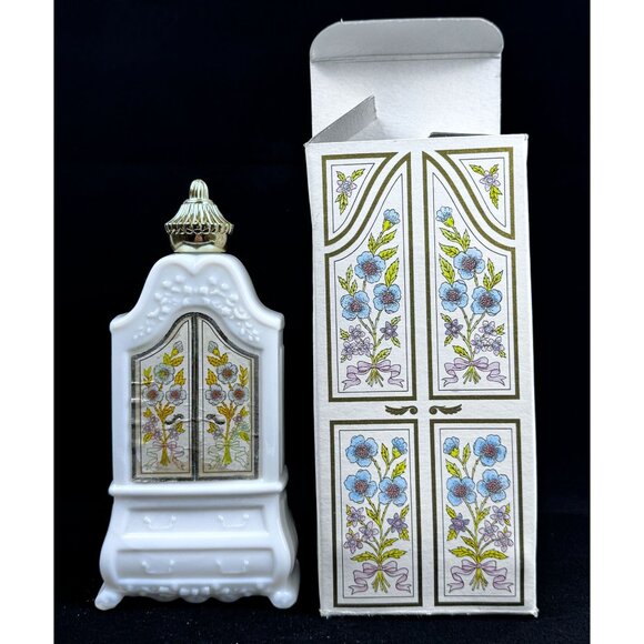 Avon Other - Avon Armoire Decanter Field Flowers Foaming Bath Oil Empty Bottle Milk Glass